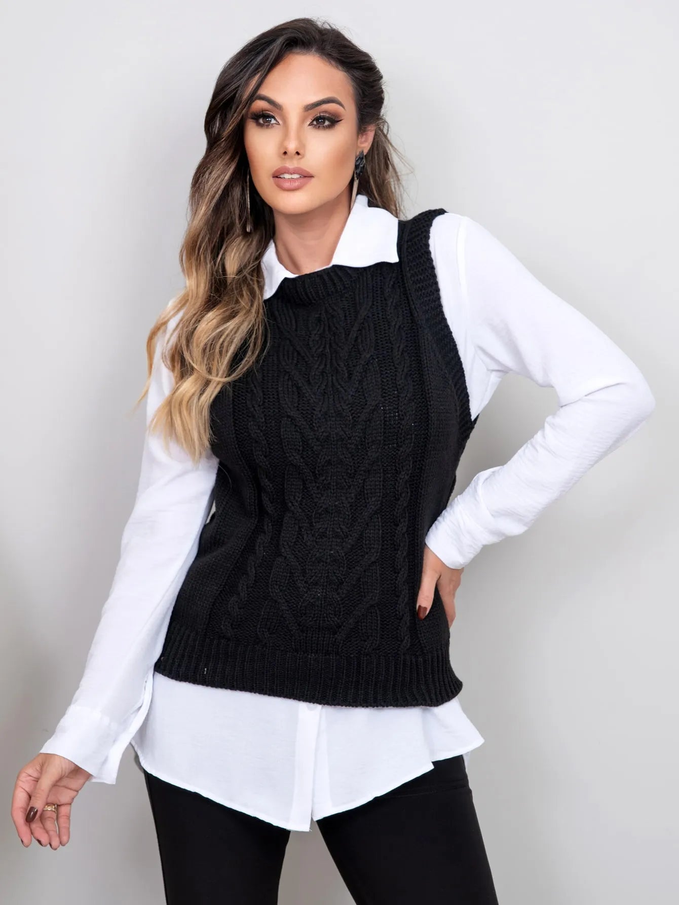 Colete de lã feminino