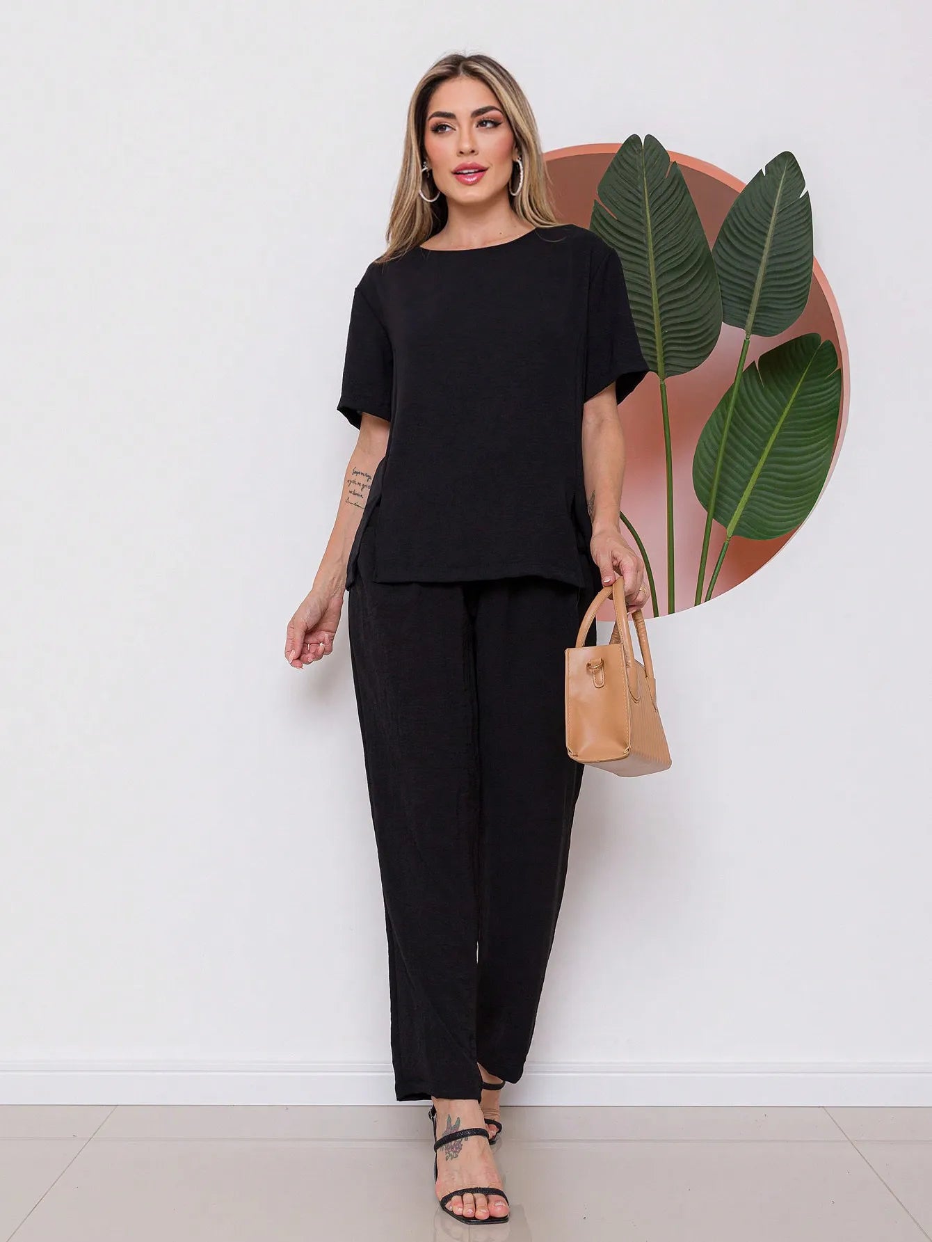 Conjunto Individual Cropped e Calça Feminino