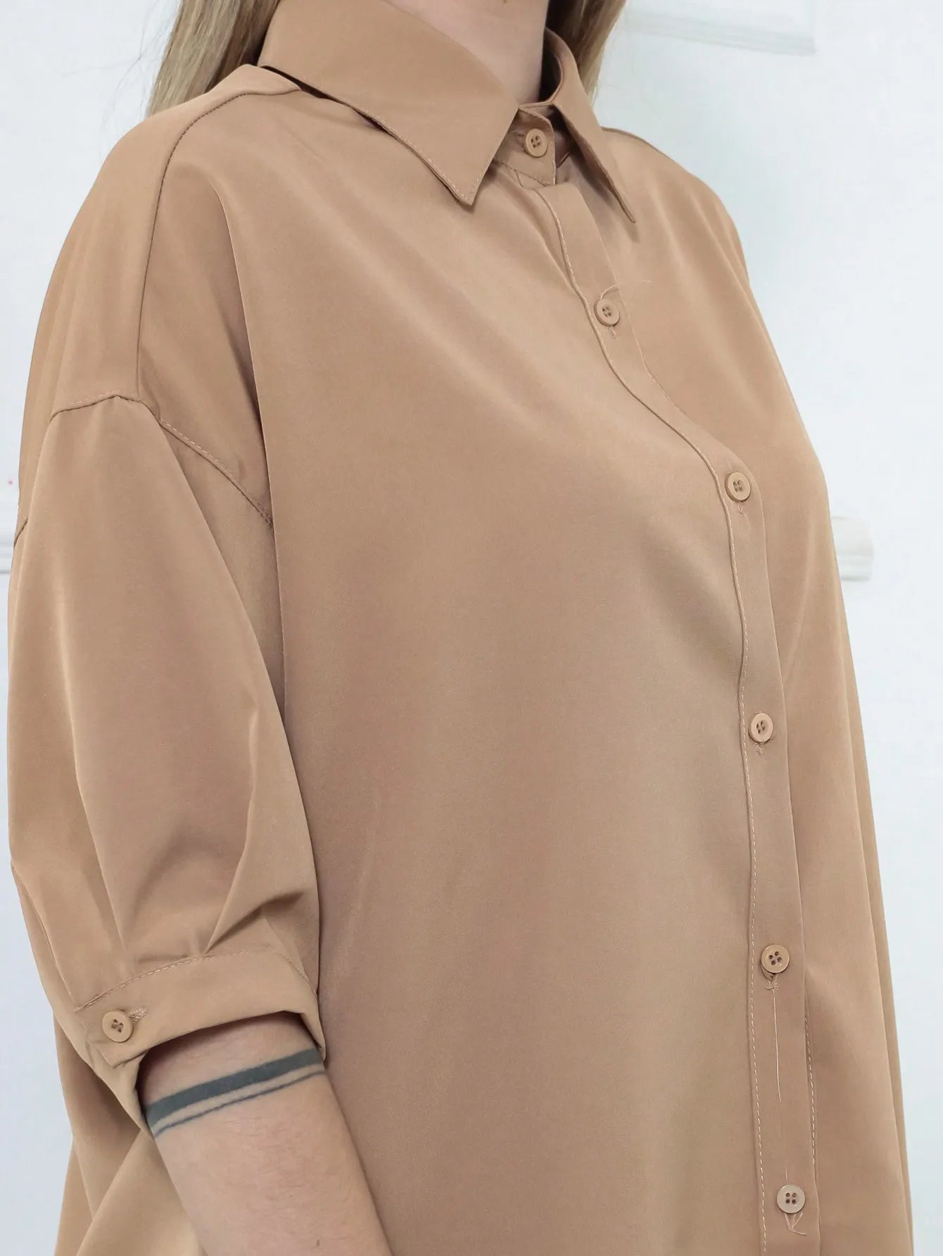 Camisa Feminina Meia Manga com Elastano