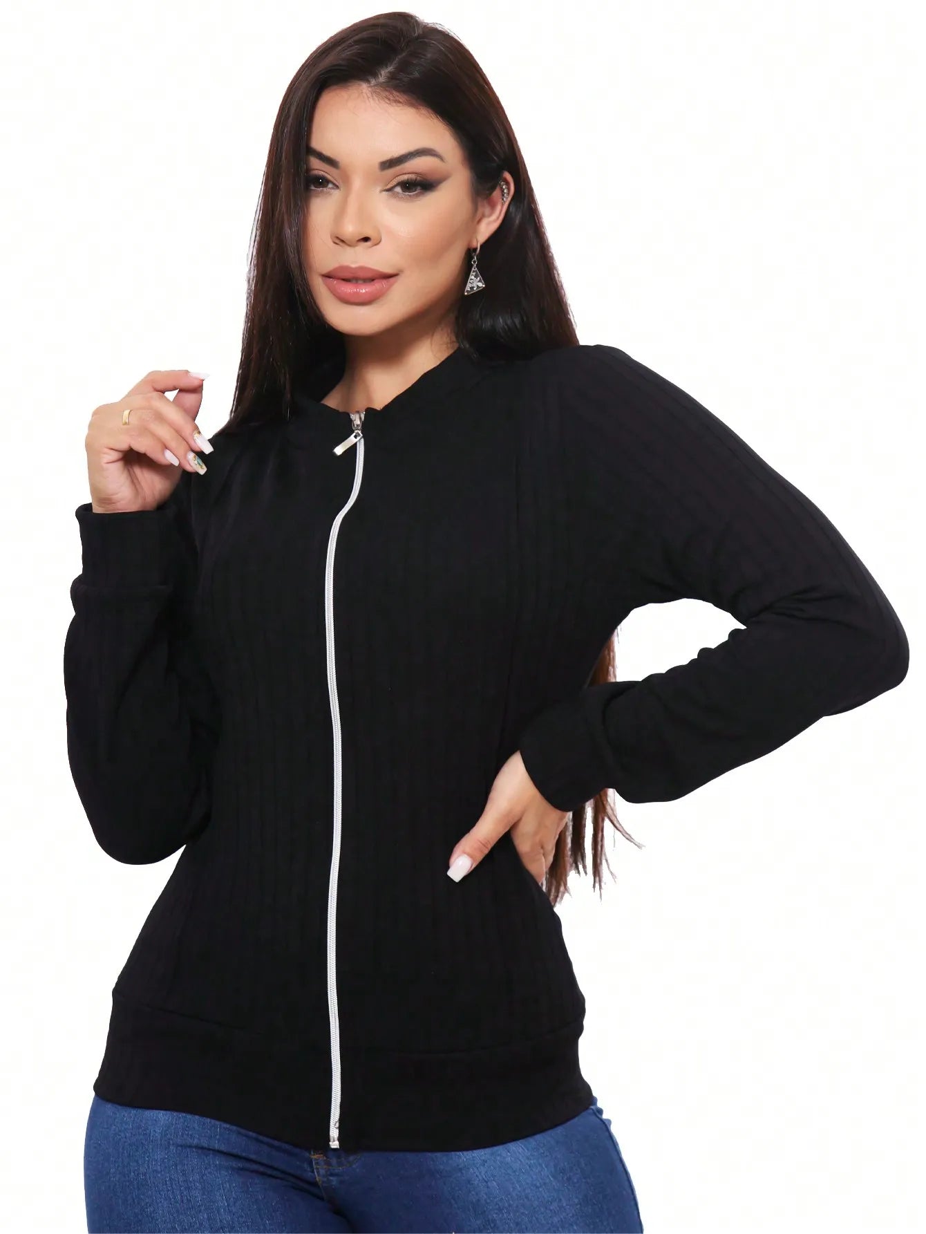 Jaqueta bomber feminina com zíper - Baita Opção - A sua melhor escolha