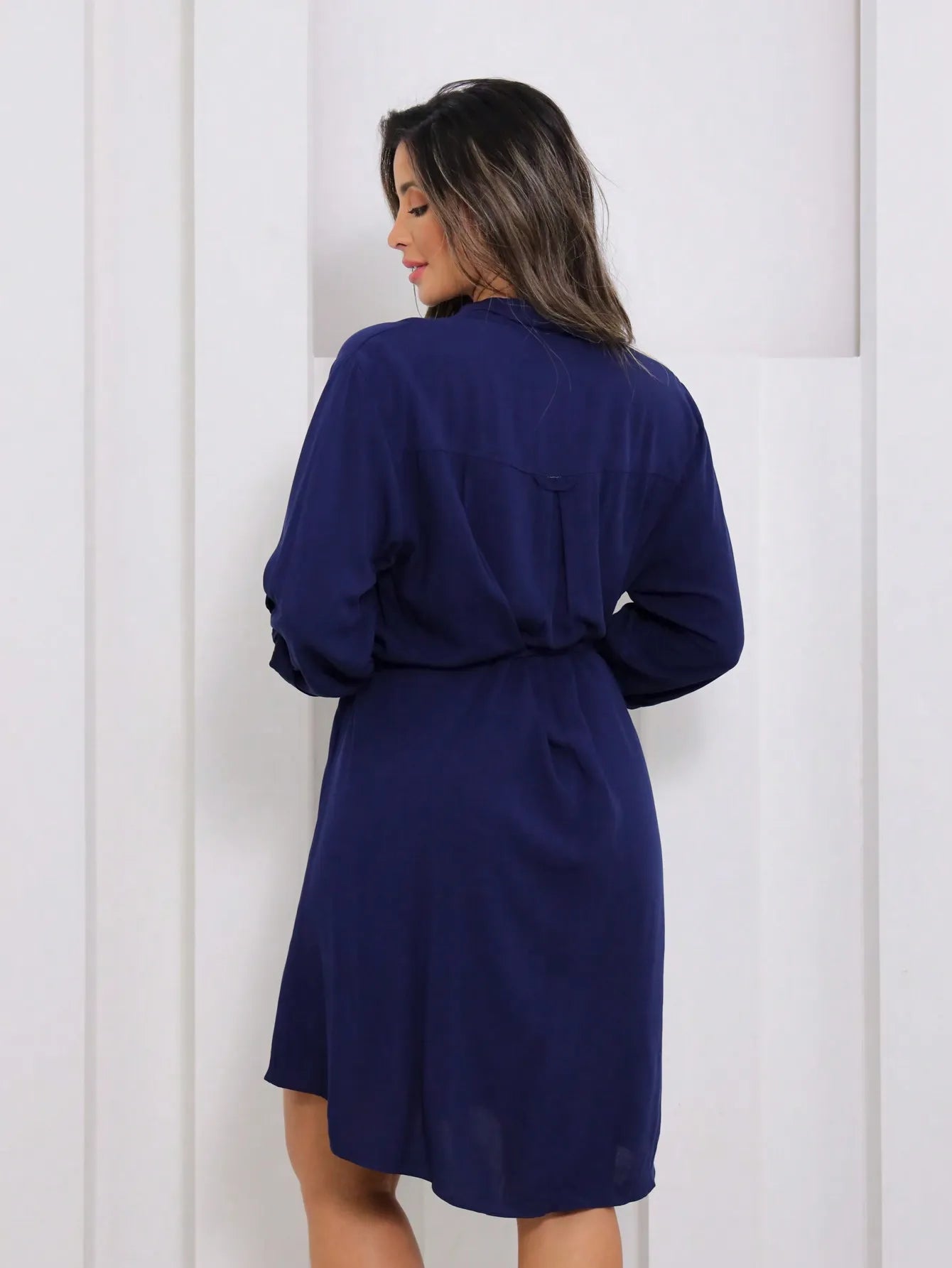 Vestido chamise manga ajustável com botões - Baita Opção - A sua melhor escolha