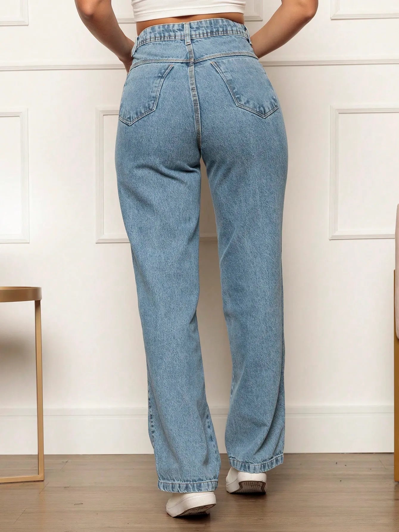 Calça jeans feminina cintura alta moderna