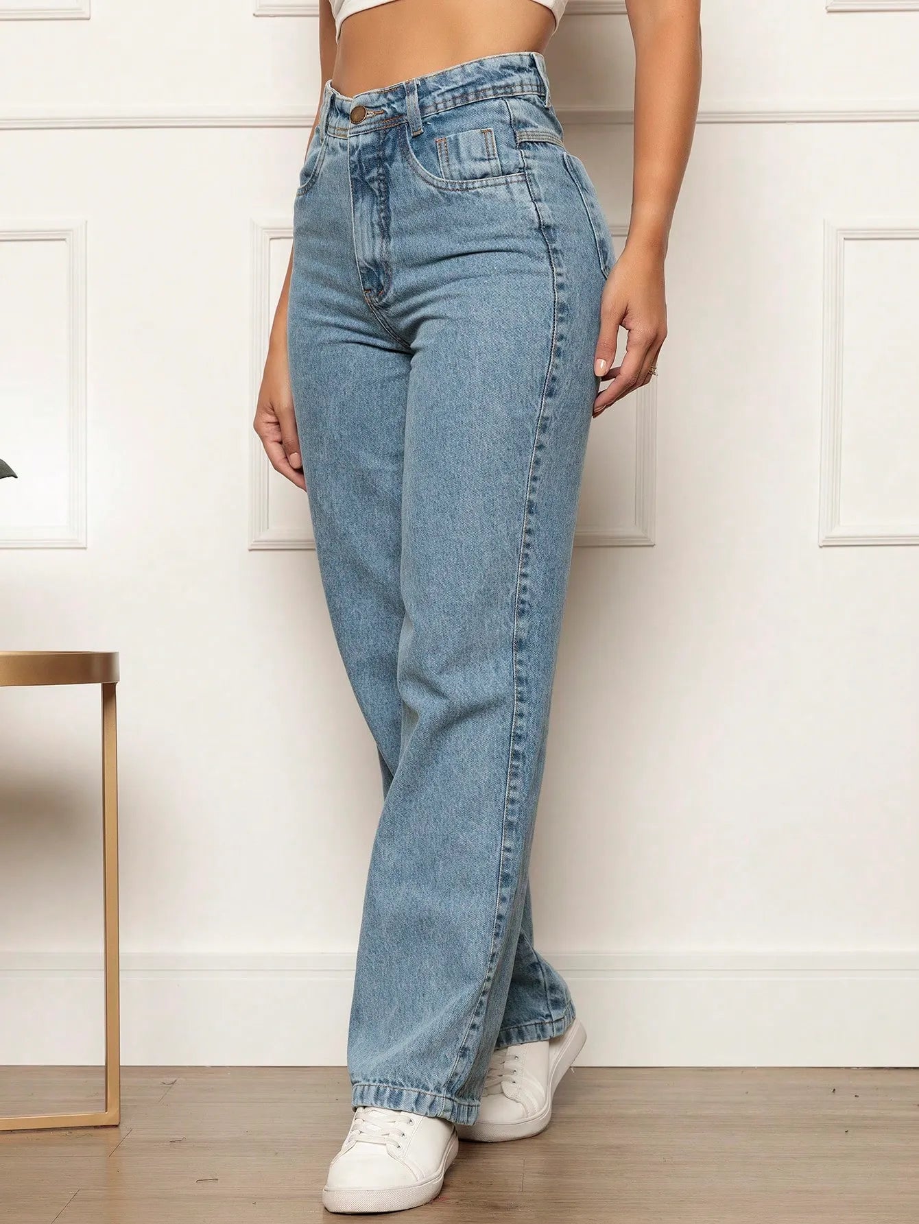 Calça jeans feminina cintura alta moderna