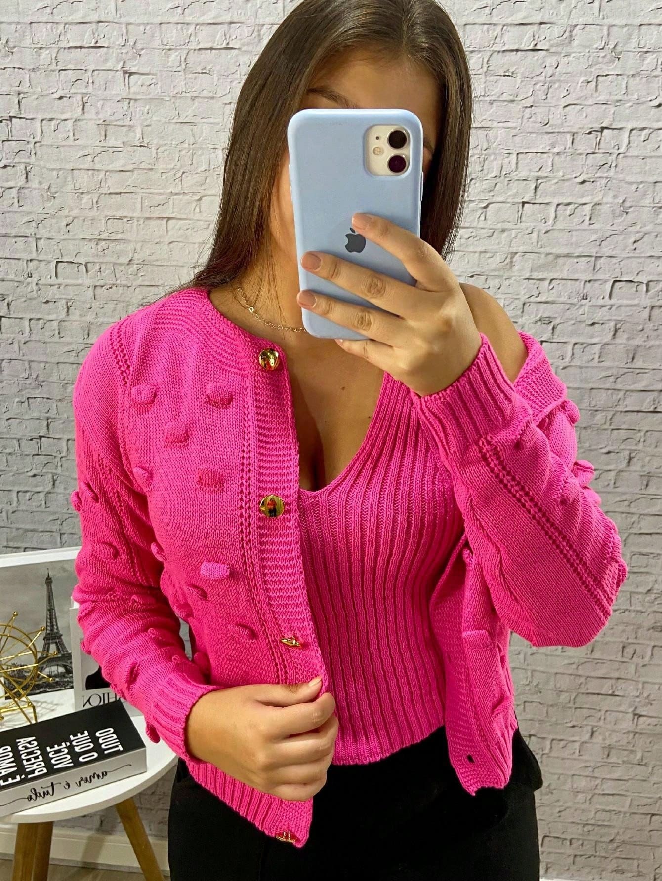 Casaco pom pom e cropped de Inverno