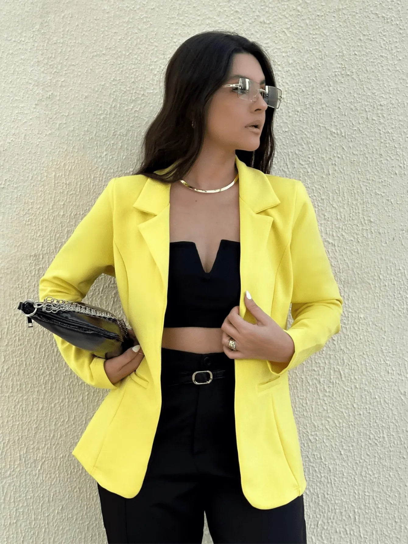 Blazer feminino estilo alfaiataria social