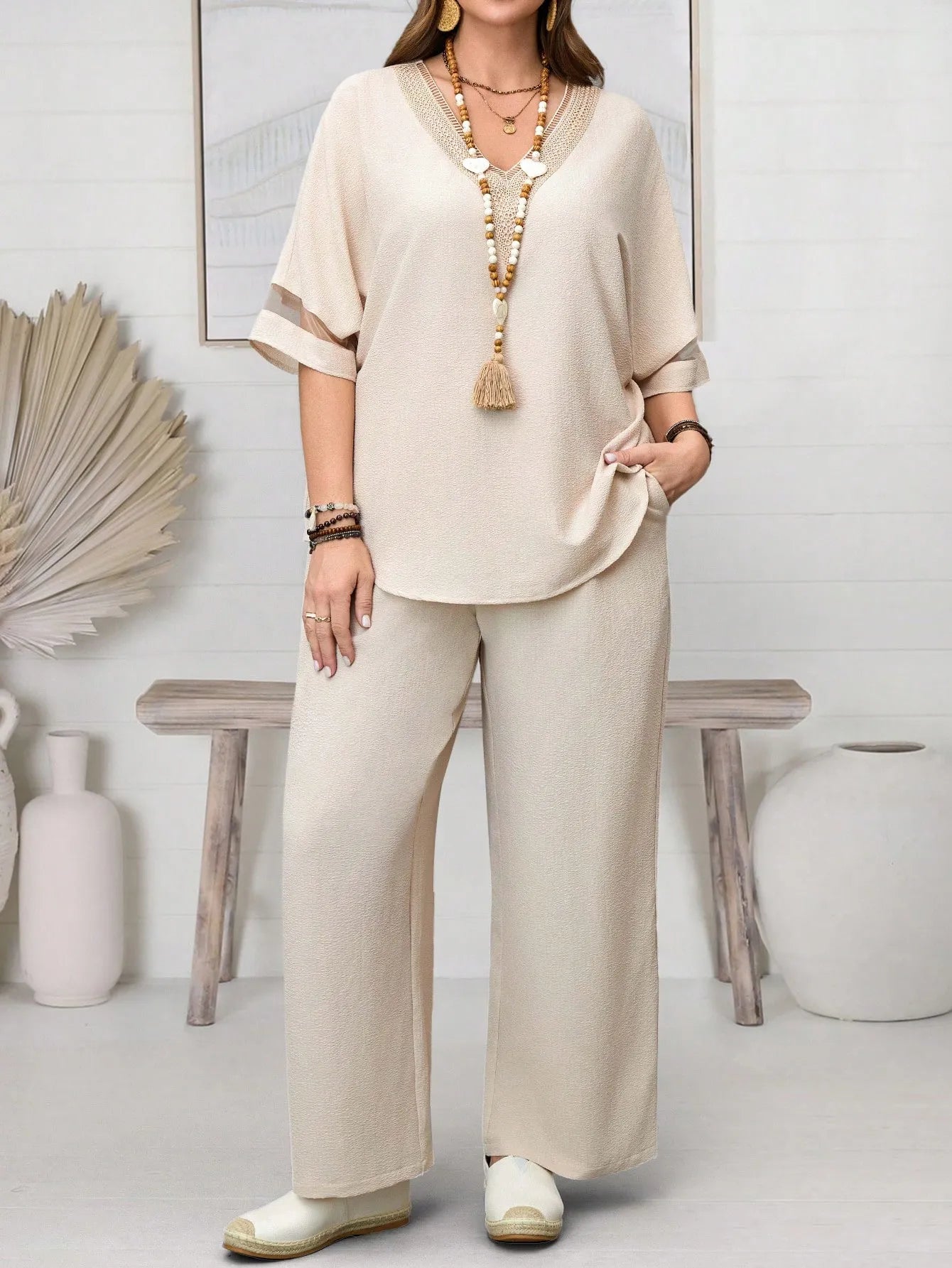 Conjunto TOP morcego e calça em Plus Size