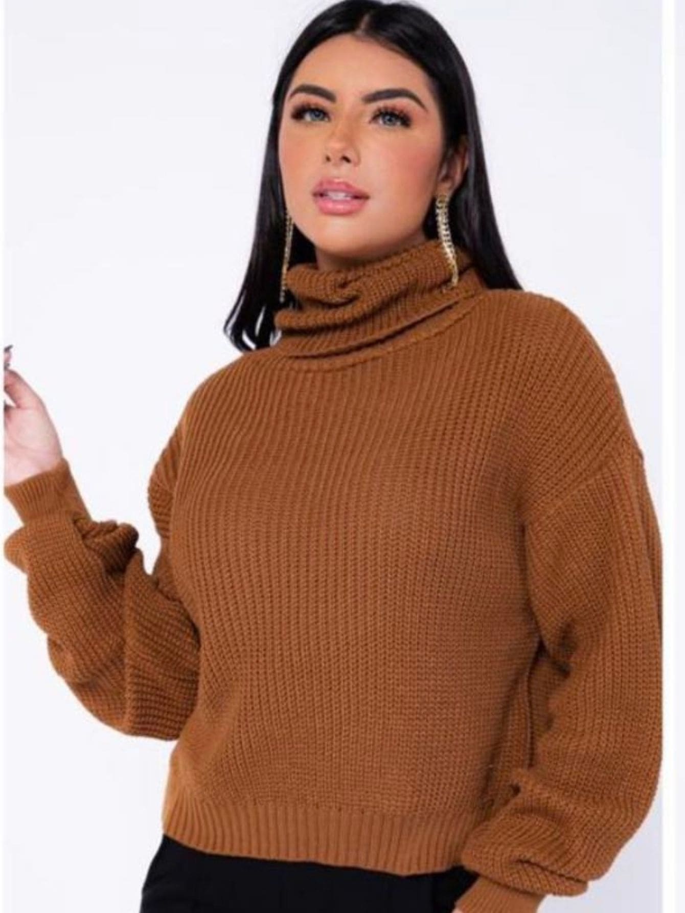 Blusa feminina tricot gola alta - Baita Opção - A sua melhor escolha