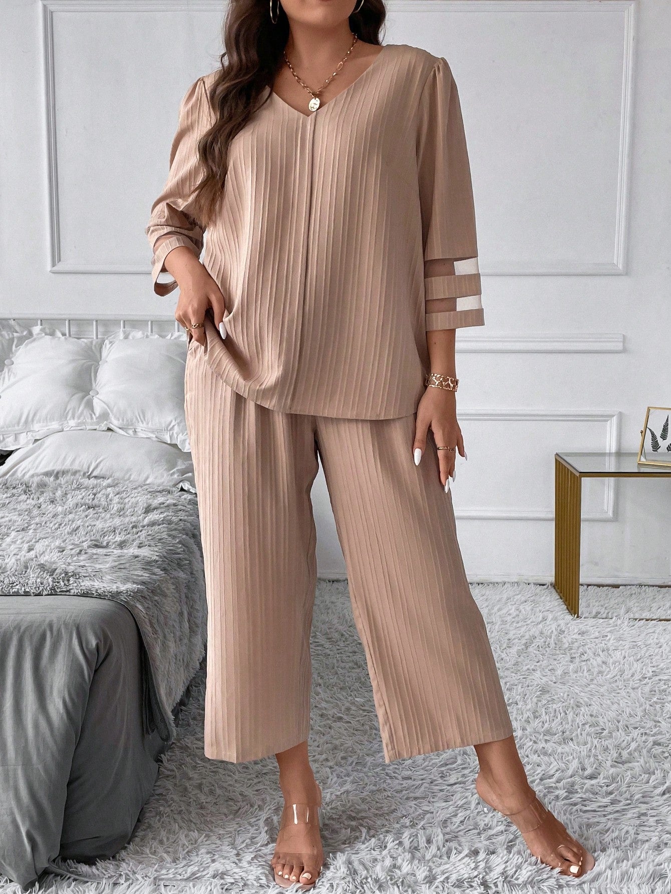 Conjunto Top & calças pernas largas - Baita Opção - A sua melhor escolha