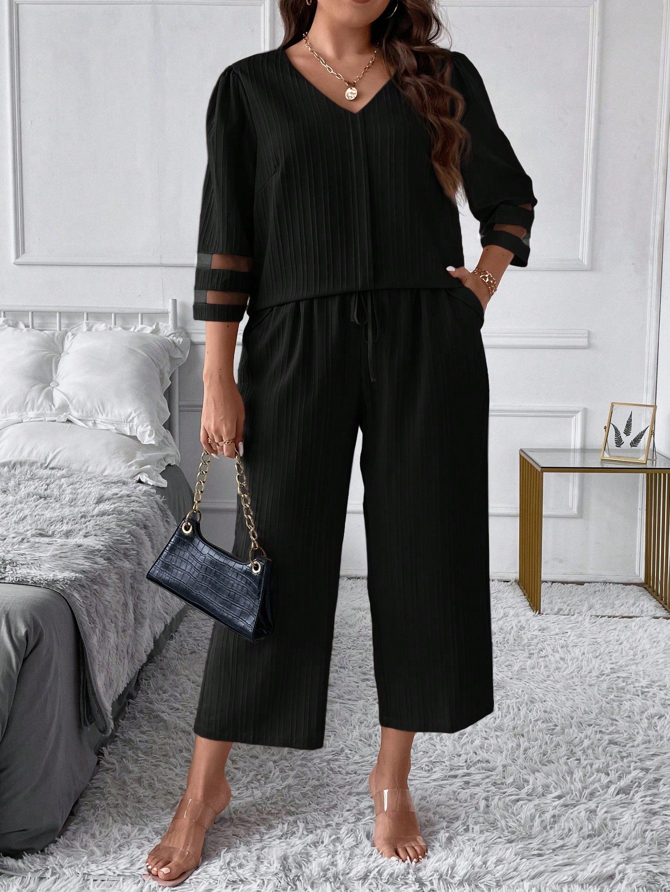 Conjunto Top & calças pernas largas - Baita Opção - A sua melhor escolha