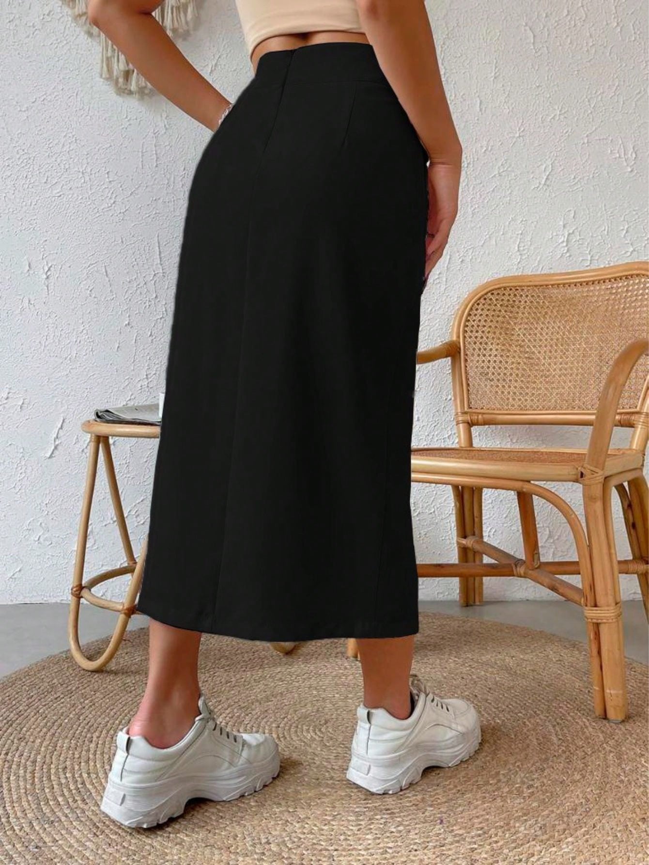 Saia feminina cintura alta com fenda - Baita Opção - A sua melhor escolha