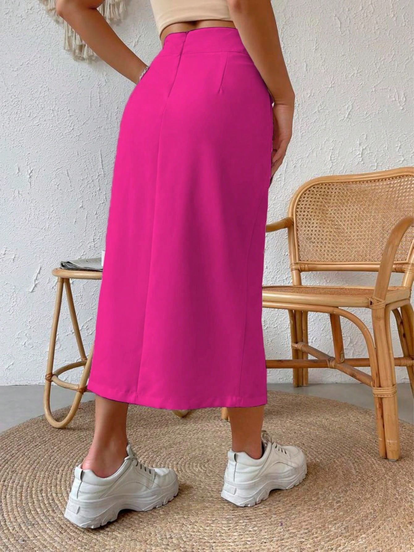 Saia feminina cintura alta com fenda - Baita Opção - A sua melhor escolha