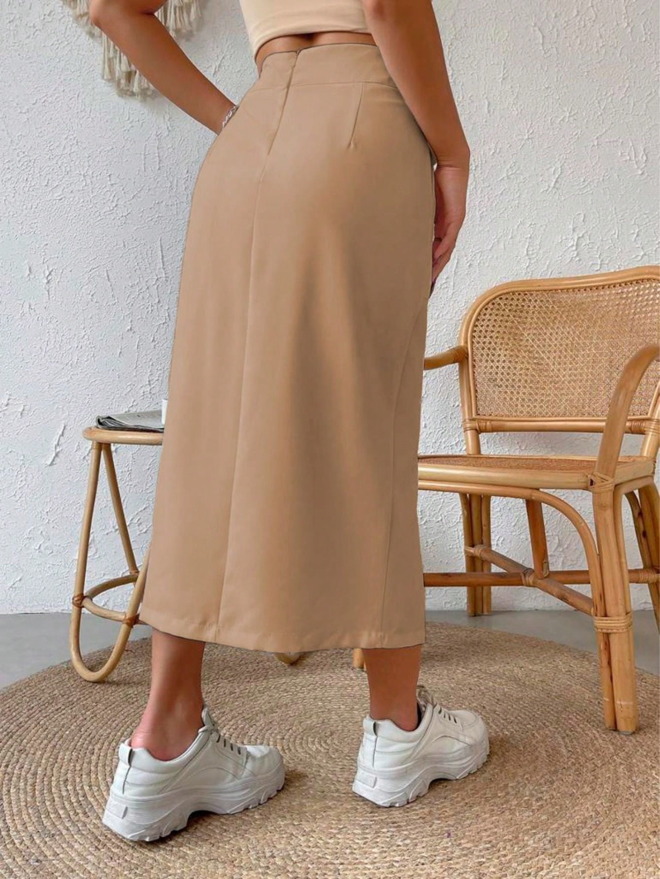 Saia feminina cintura alta com fenda - Baita Opção - A sua melhor escolha