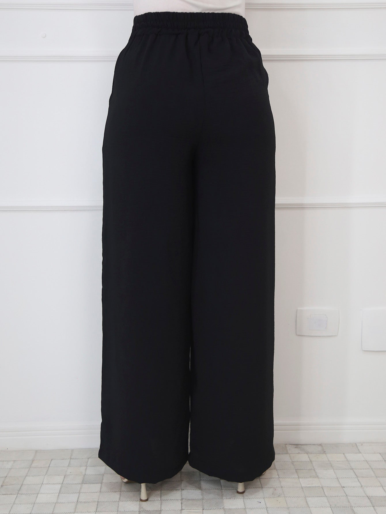 Calça pantalona feminina com cintura alta e elastico - Baita Opção - A sua melhor escolha