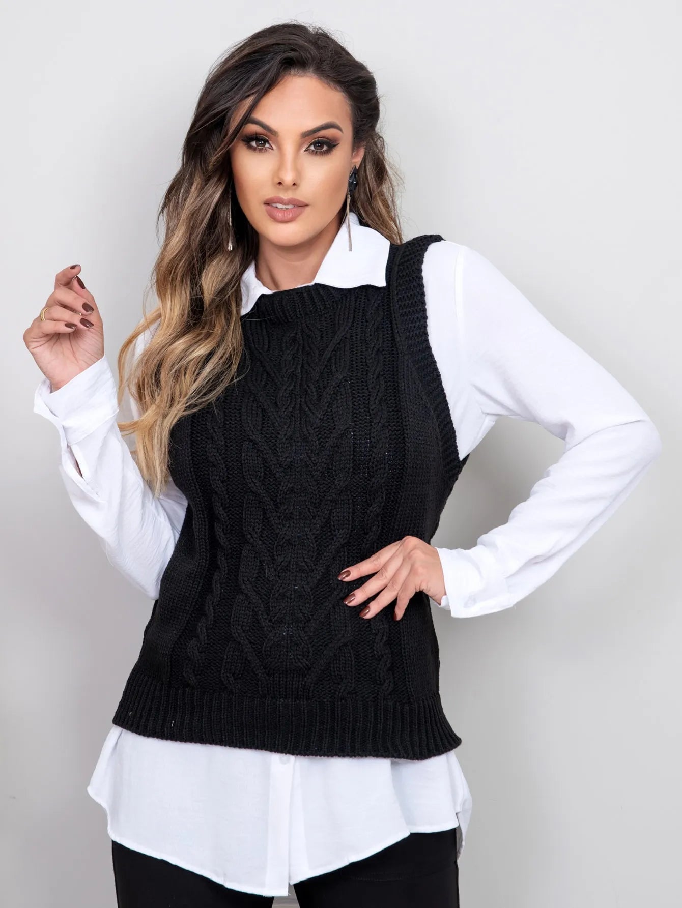 Colete de lã feminino