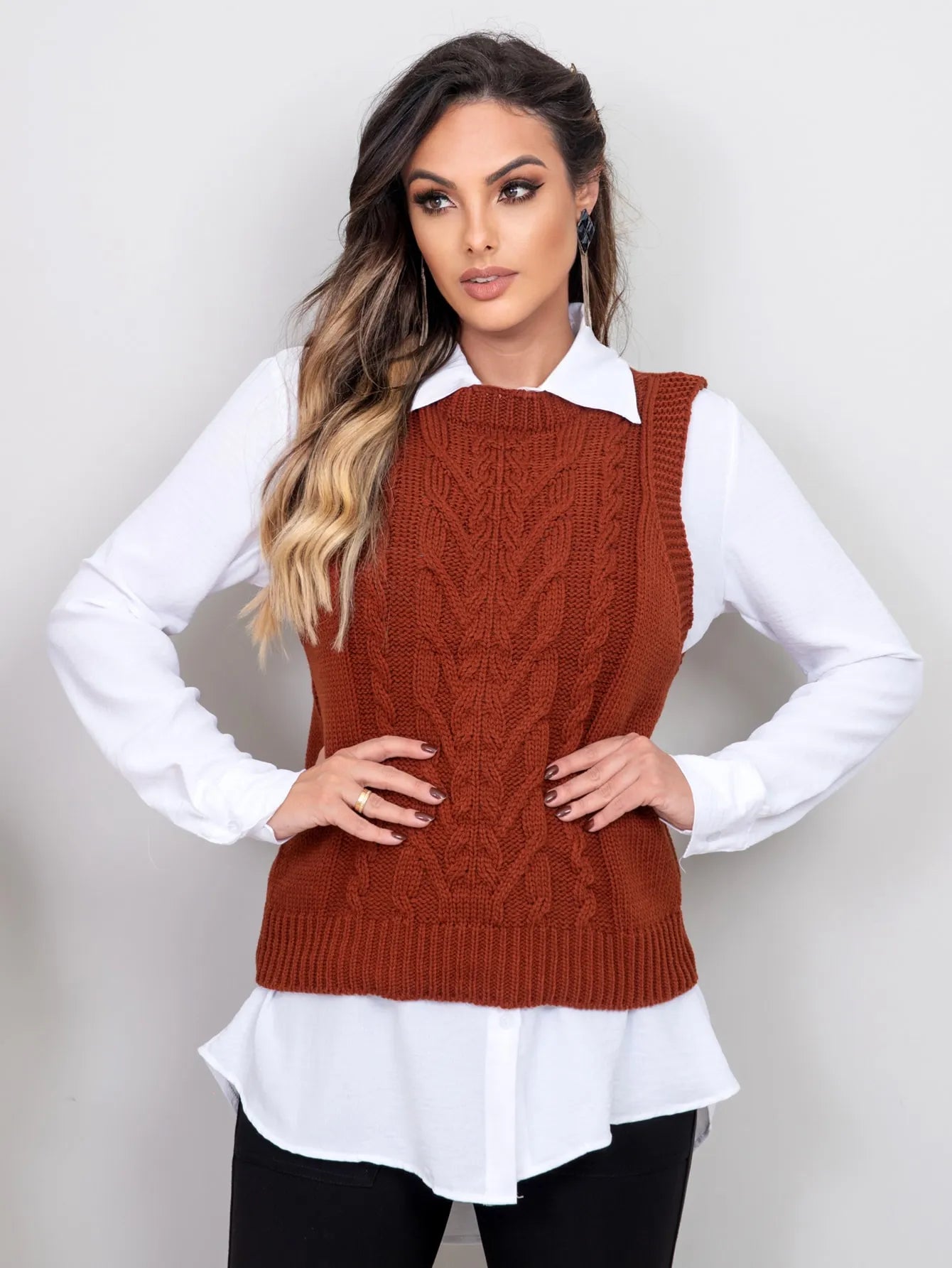 Colete de lã feminino