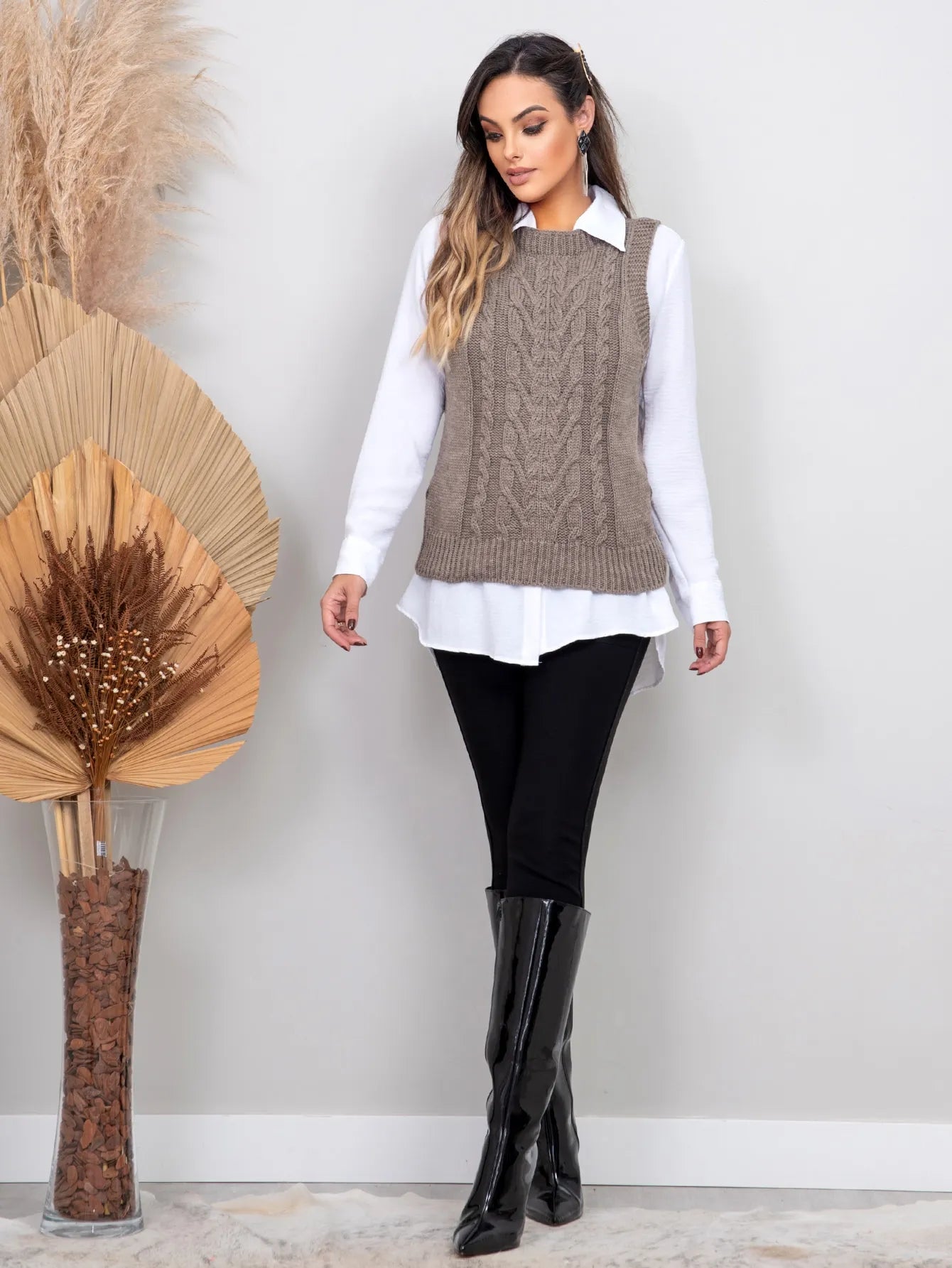 Colete de lã feminino