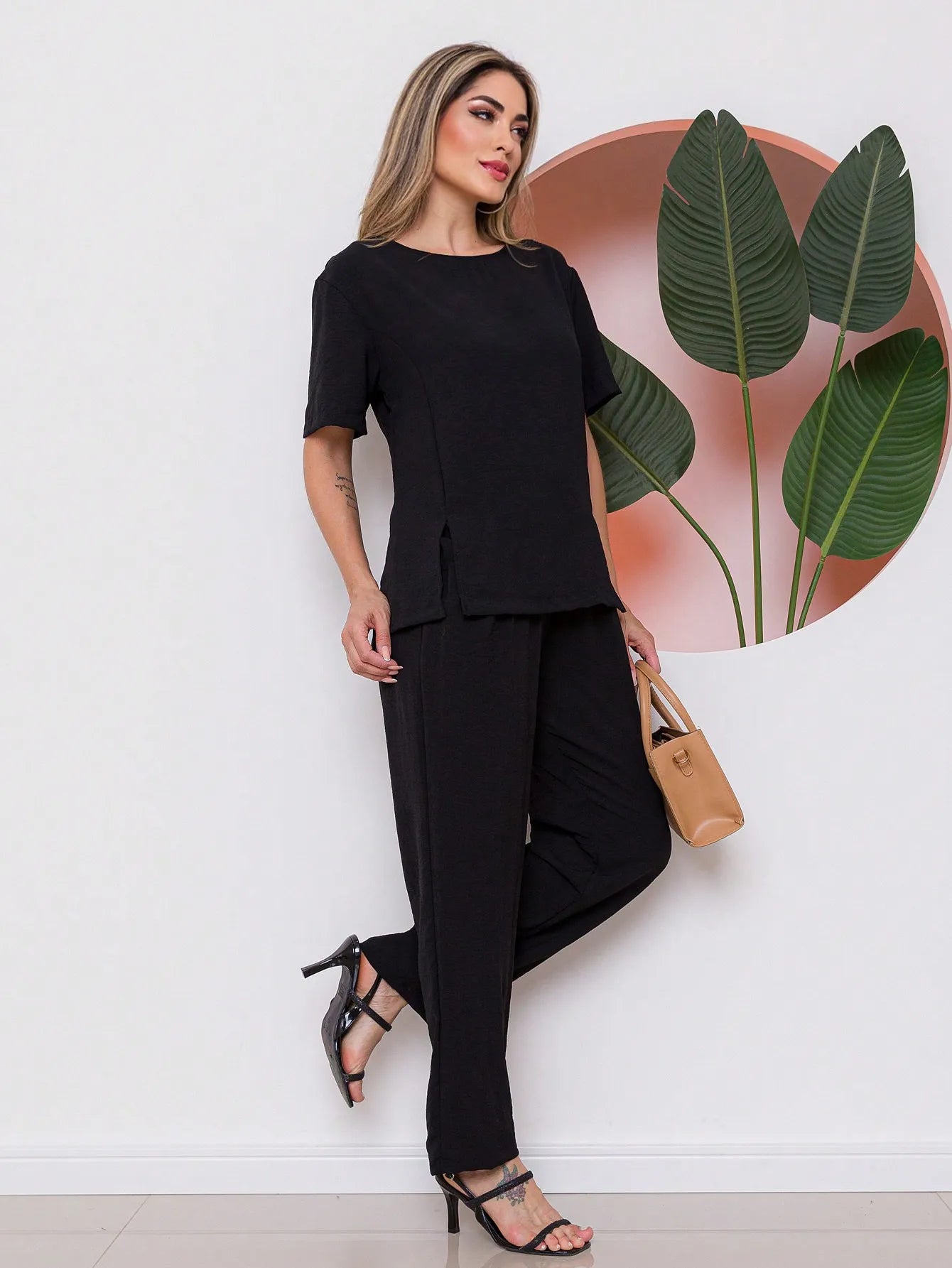 Conjunto Individual Cropped e Calça Feminino