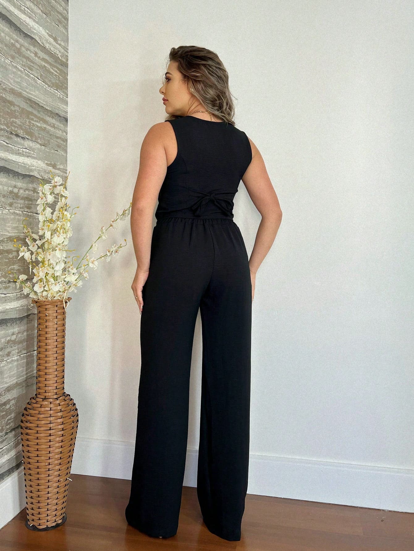 Conjunto colete com zíper e bolso