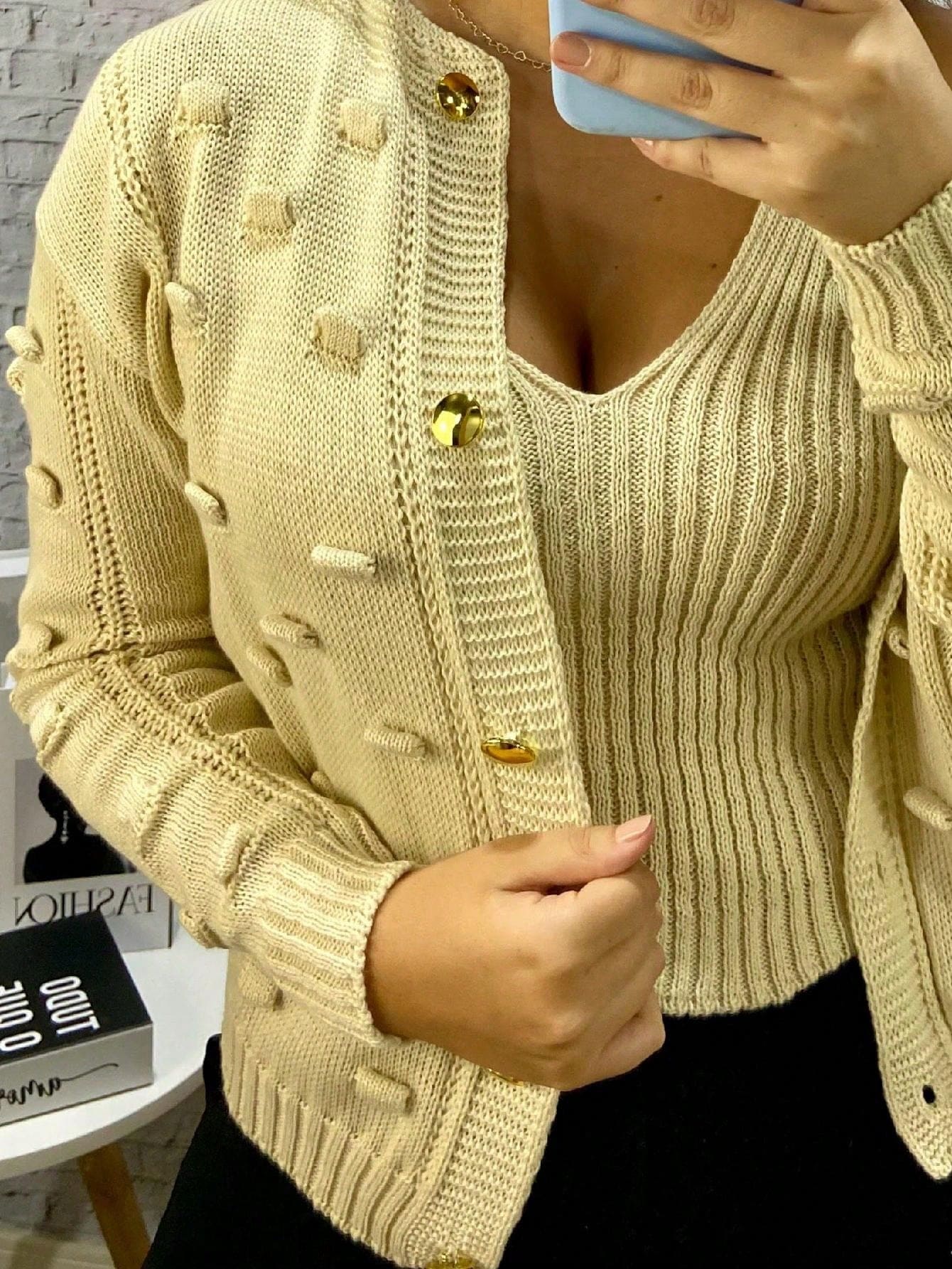 Casaco pom pom e cropped de Inverno