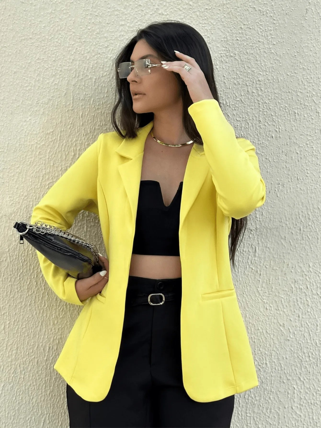 Blazer feminino estilo alfaiataria social