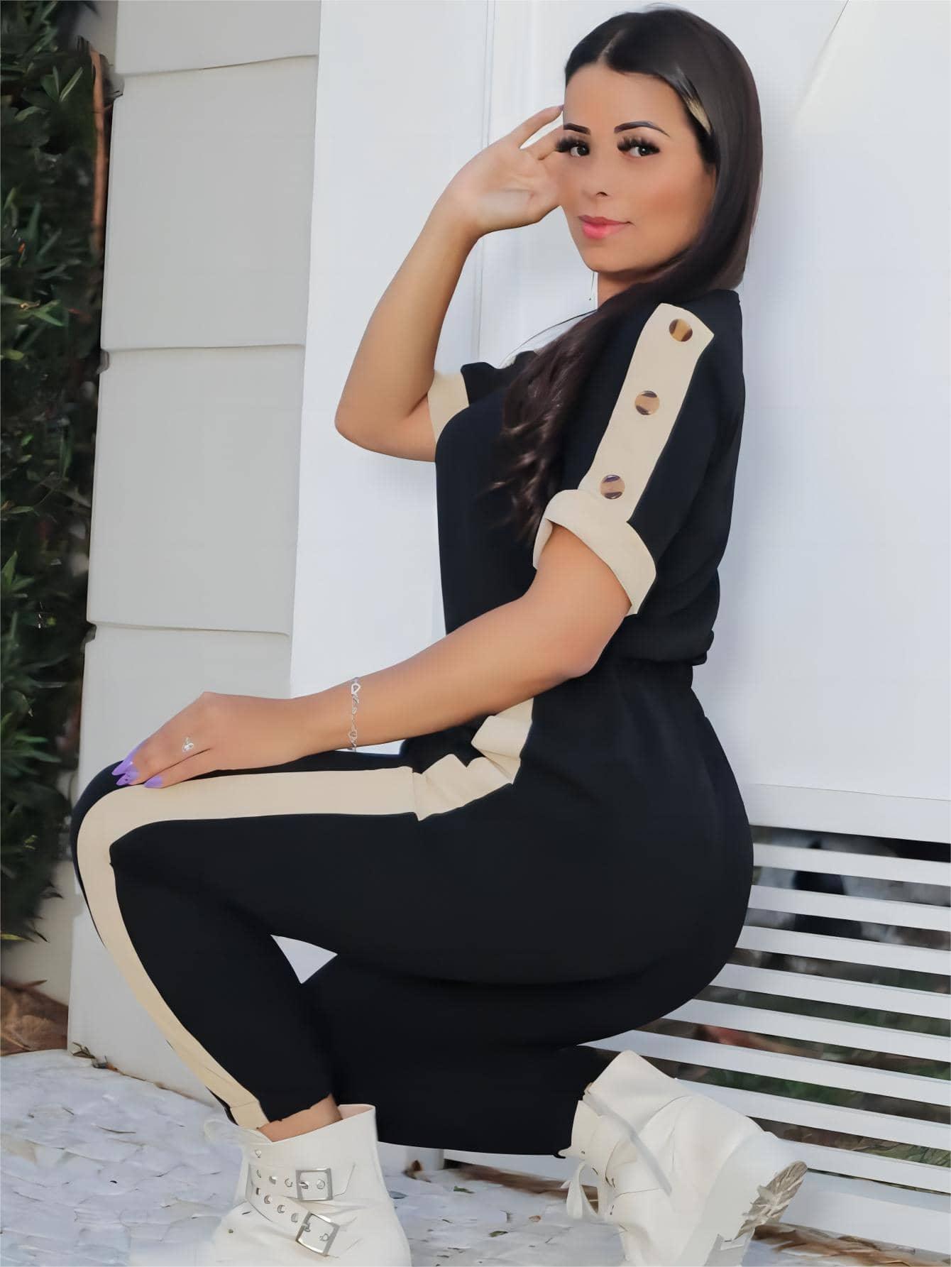 Conjunto feminino esportivo com detalhe lateral - Baita Opção - A sua melhor escolha